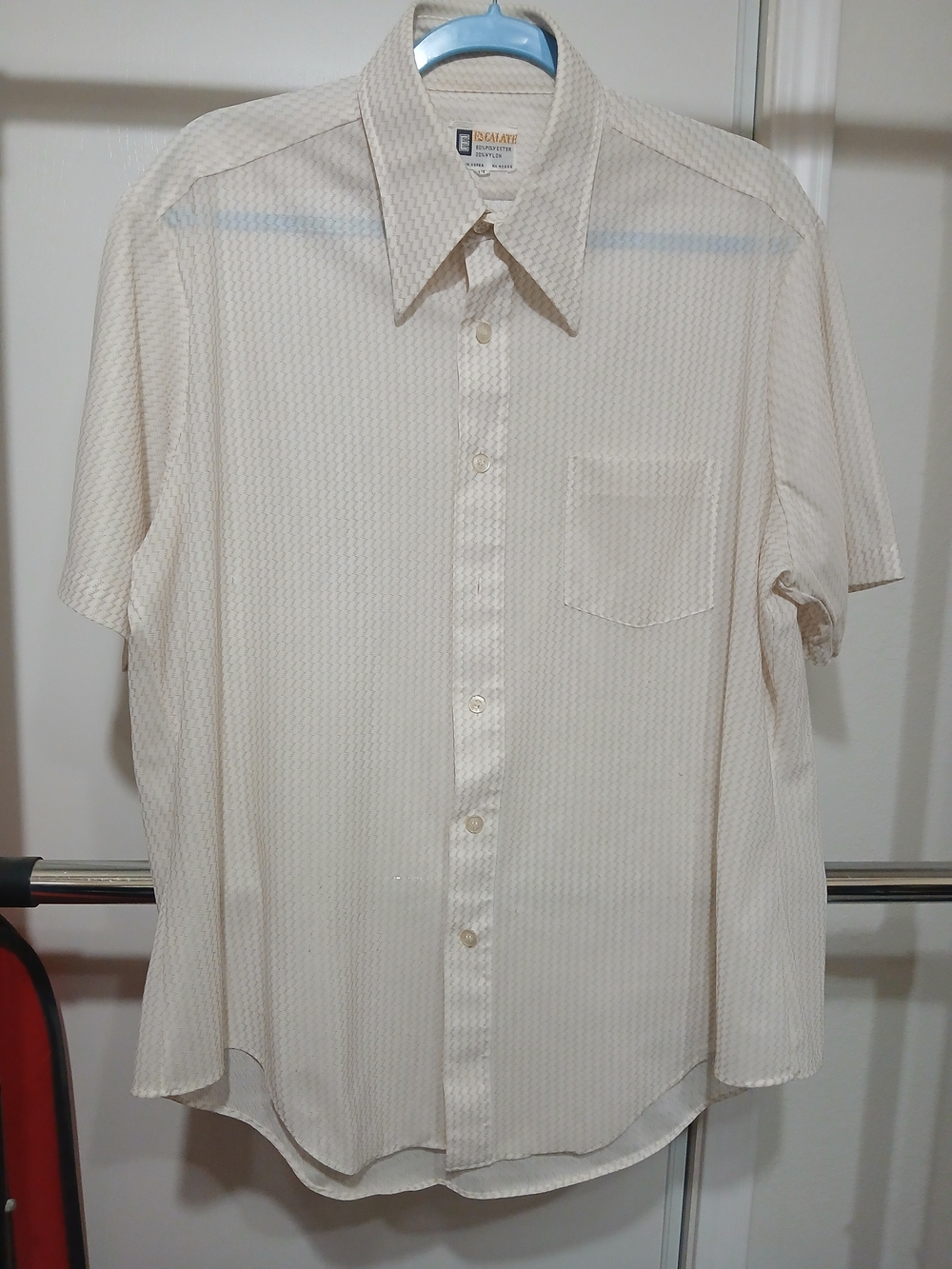 Vintage Cream Short-Sleeve Button Down Shirt
